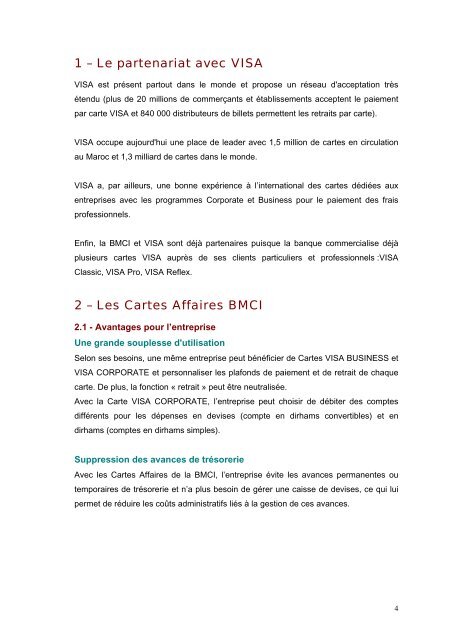 La BMCI lance les cartes VISA BUSINESS et VISA ... - BNP Paribas