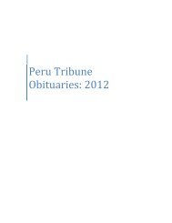 Peru Tribune Obituaries: 2012 - Debby's Web Pages