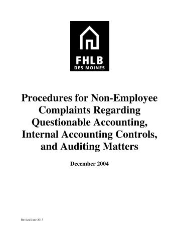 Procedures for Non-Employee Complaints Regarding Questionable ...