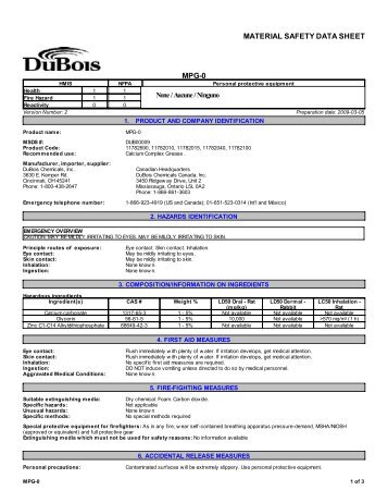 MSDS - DuBois Chemicals Online Store