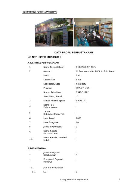 Nomor Pokok Perpustakaan - Badan Perpustakaan dan Kearsipan ...