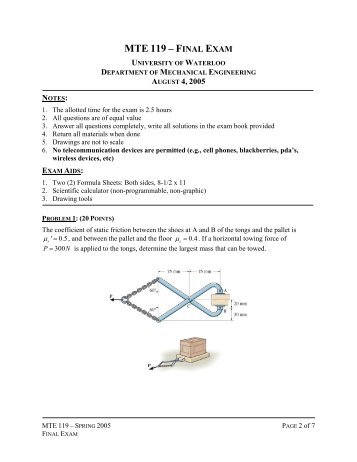 Final Exam - Mechanical and Mechatronics Engineering - University ...