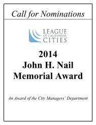 2013 John H. Nail Memorial Award - League of California Cities