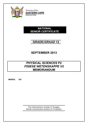 grade/graad 12 september 2013 physical sciences ... - Ecexams.co.za