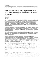 Bundespraesident Horst Koehler in seiner Grundsatzrede zur Bildung