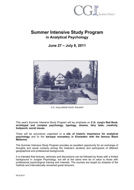 Summer Intensive Study Program - C. G. Jung Institut ZÃ¼rich