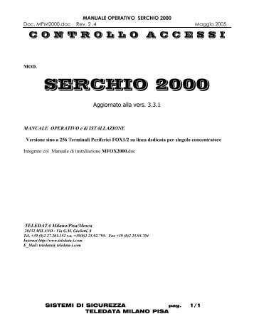 SERCHIO 2000 CONTROLLO ACCESSI - Teledata