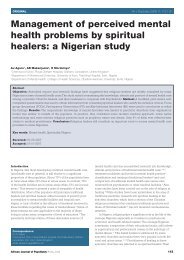 Management of perceived mental health problems by spiritual healers