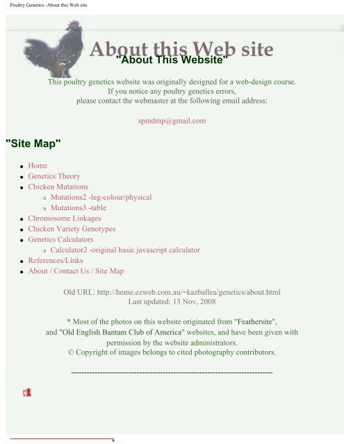 Poultry Genetics About This Web Site Edelras Poultry Genetics About This Web Site Edelras