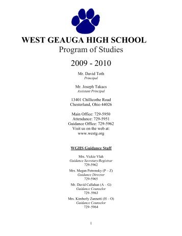 WEST GEAUGA HIGH SCHOOL - West Geauga Local Schools