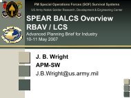 SPEAR BALCS Overview RBAV / LCS - Load Bearing Equipment