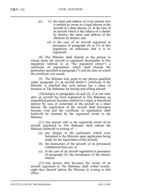 Civil Aviation (Safety) Regulations - The Bahamas Laws On-Line ...