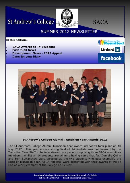 SUMMER 2012 NEWSLETTER - St. Andrew's College, Dublin