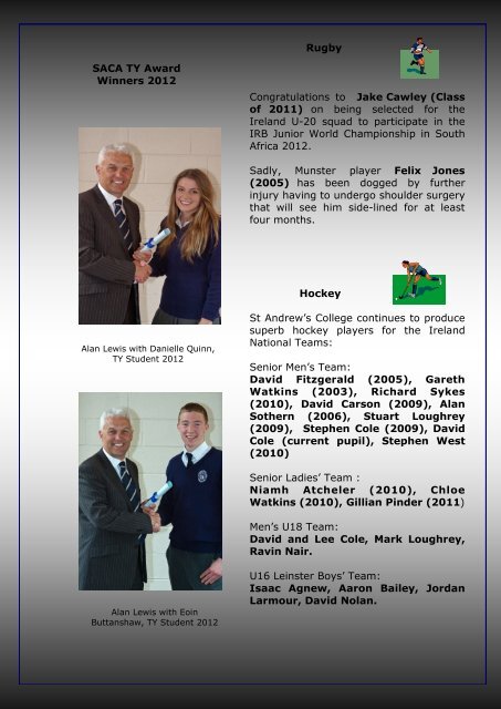 SUMMER 2012 NEWSLETTER - St. Andrew's College, Dublin