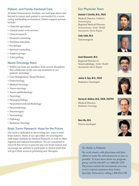 Brain Tumor Program - Sutter Health Sacramento Sierra Region