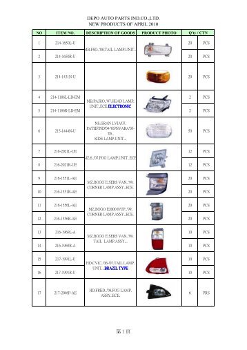 depo auto parts ind.co.,ltd. new products of april 2010 第 1 頁