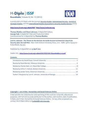 H-Diplo/ISSF Roundtable, Vol. 3, No. 12 (2012) - H-Net