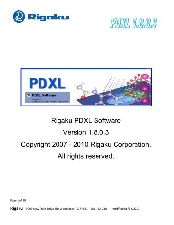 Rigaku PDXL Software Version 1.8.0.3 Copyright 2007 ... - C.I.E.