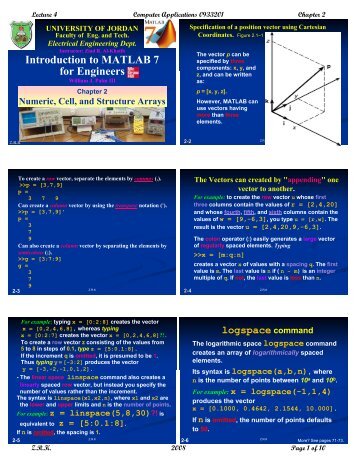 Introduction to MATLAB 7 for Engineers - The University of Jordan