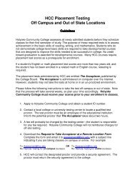 HCC Placement Testing Off Campus and Out of State Locations