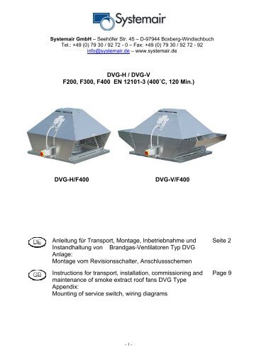 DVG-H / DVG-V F200, F300, F400 EN 12101-3 - Systemair