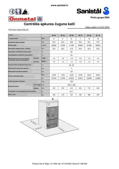 Centralas apkures cuguna katli ONMETAL - cenu lapa - Sanistal