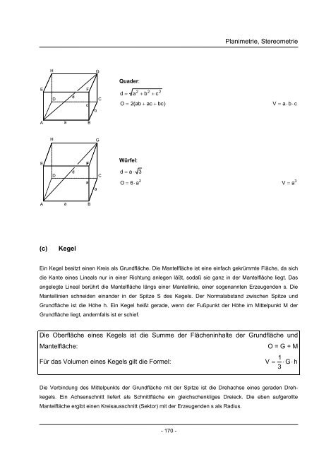 5. PLANIMETRIE, STEREOMETRIE - Mathe Online