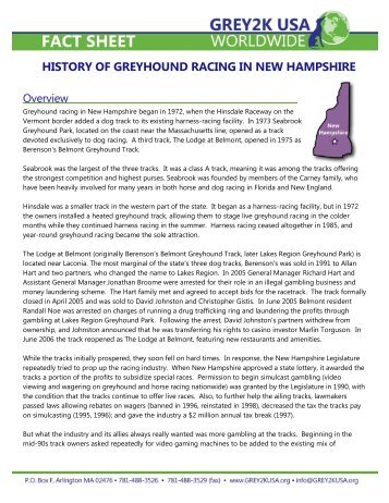 History of Greyhound Racing in New Hampshire - Grey2K USA