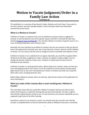 Motion to Vacate Judgment/Order in a Family - Washington LawHelp