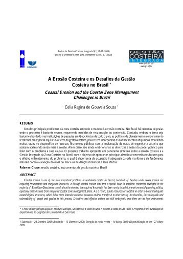 A Erosão Costeira e os Desafios da Gestão Costeira no Brasil - APRH