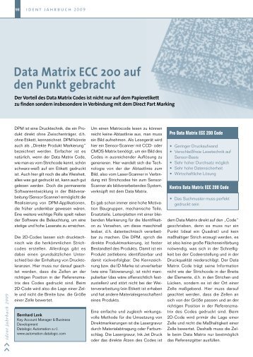 Data Matrix ECC 200 auf den Punkt gebracht - Ident