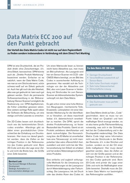 Data Matrix ECC 200 auf den Punkt gebracht - Ident