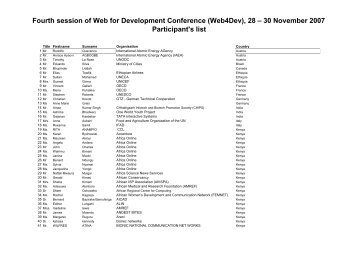 Fourth session of Web for Development Conference ... - UN-Habitat