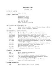 CV and publication list - Department of Physics - University of Arizona