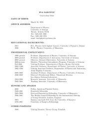 CV and publication list - Department of Physics - University of Arizona