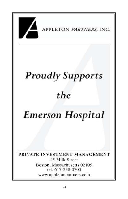 Sponsored By Emerson Hospital Auxiliary S