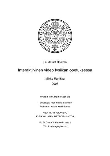Interaktiivinen video fysiikan opetuksessa - Helsinki.fi