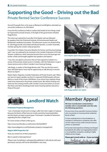 Spring Issue - Camden Federation of Private Tenants