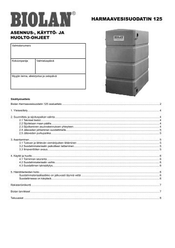 HARMAAVESISUODATIN 125 - Biolan