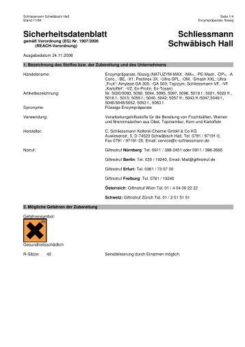Sicherheitsdatenblatt - C. Schliessmann Kellerei-Chemie GmbH ...