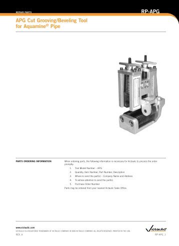 APG Cut Grooving/Beveling Tool for AquamineÃ‚Â® Pipe RP ... - Victaulic