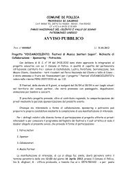Avviso pubblico - PROGETTO VIVIAMOCILENTO - - Comune di Pollica