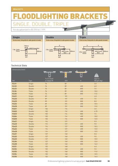 Standard Lighting Column Brackets - Abacus Lighting