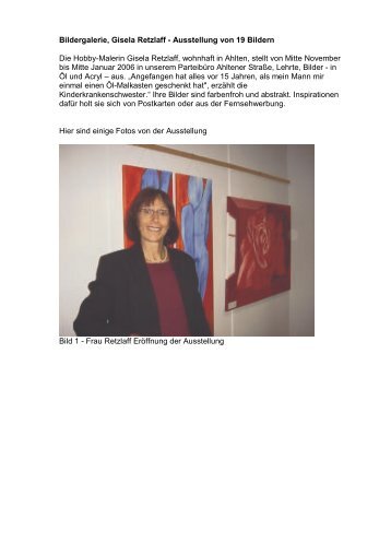 Bildergalerie, Gisela Retzlaff - Ausstellung von 19 Bildern Die ...