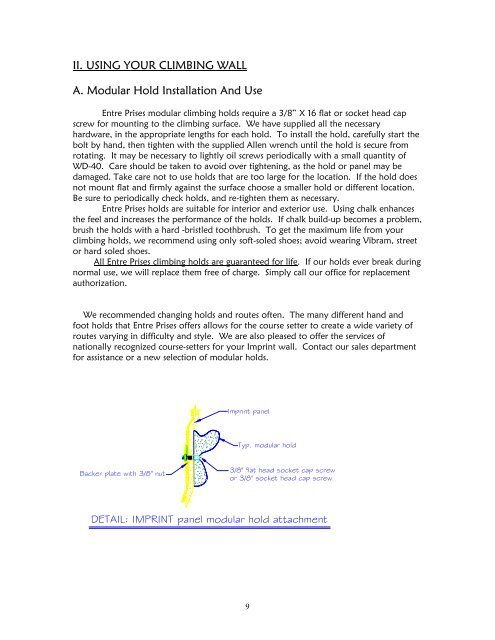 Climbing Wall Manual - Entre Prises Climbing Walls