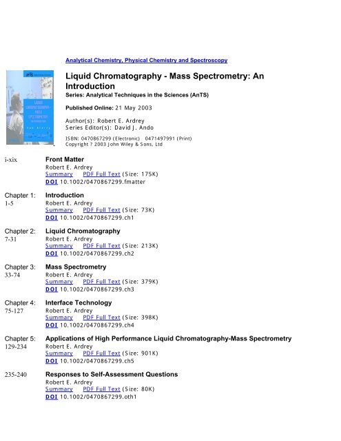Liquid Chromatography - Mass Spectrometry