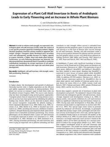 Expression of a Plant Cell Wall Invertase in Roots of Arabidopsis ...