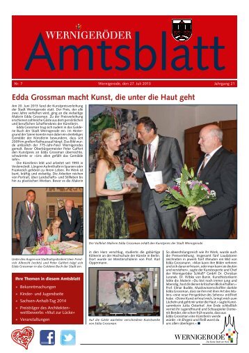 Amtsblatt Stadt Wernigerode 07 - 2013 (4.45 MB)