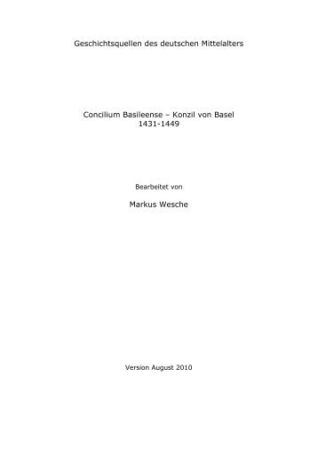 Geschichtsquellen des deutschen Mittelalters Concilium Basileense ...