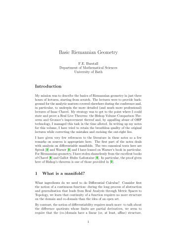 Basic Riemannian Geometry - Department of Mathematical ...